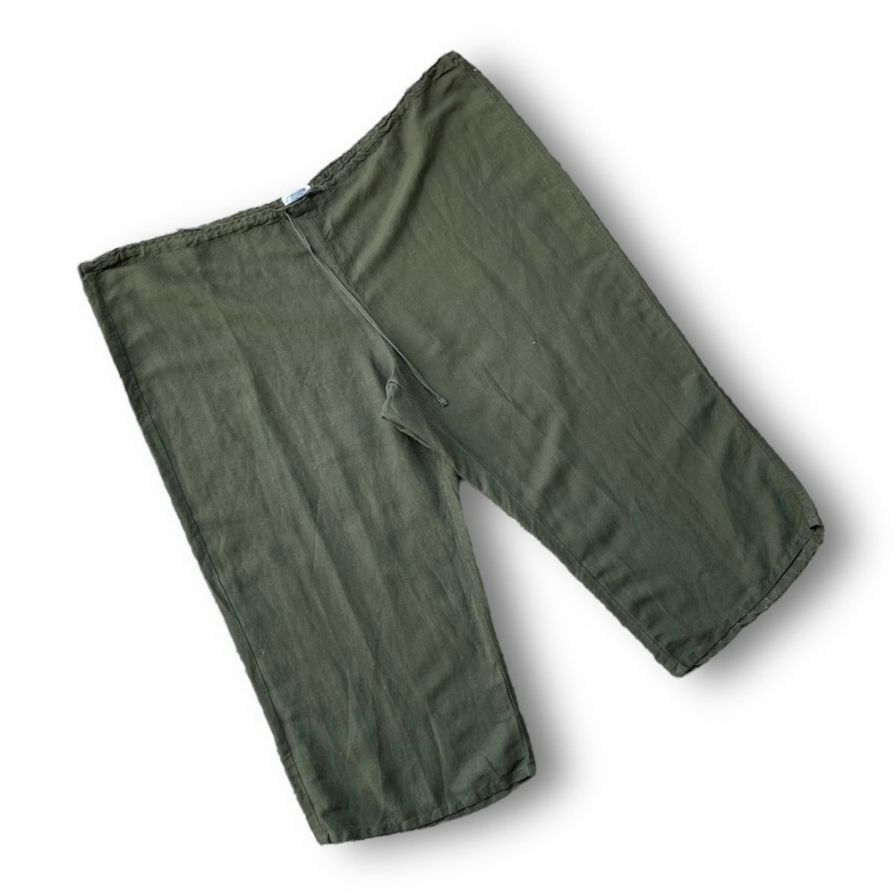 Vintage Cropped Pull-On Pants in Olive Green